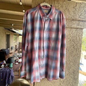 Tommy Bahama Jeans Button Down Long Sleeve Shirt Men's Red/Blue Plaid - XL